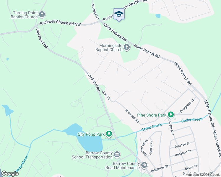 map of restaurants, bars, coffee shops, grocery stores, and more near 909 Dogwood Lane in Winder
