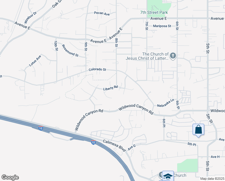 map of restaurants, bars, coffee shops, grocery stores, and more near 12944 Rhonida Fleming Court in Yucaipa