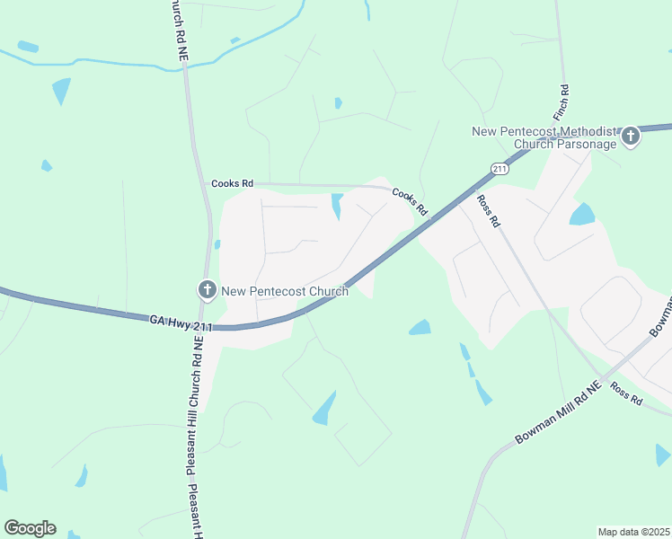 map of restaurants, bars, coffee shops, grocery stores, and more near Justin Drive in Barrow County