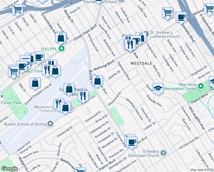 map of restaurants, bars, coffee shops, grocery stores, and more near 3113 Mountain View Avenue in Los Angeles