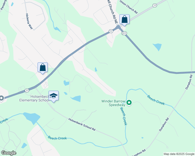 map of restaurants, bars, coffee shops, grocery stores, and more near 668 Carla Court in Winder