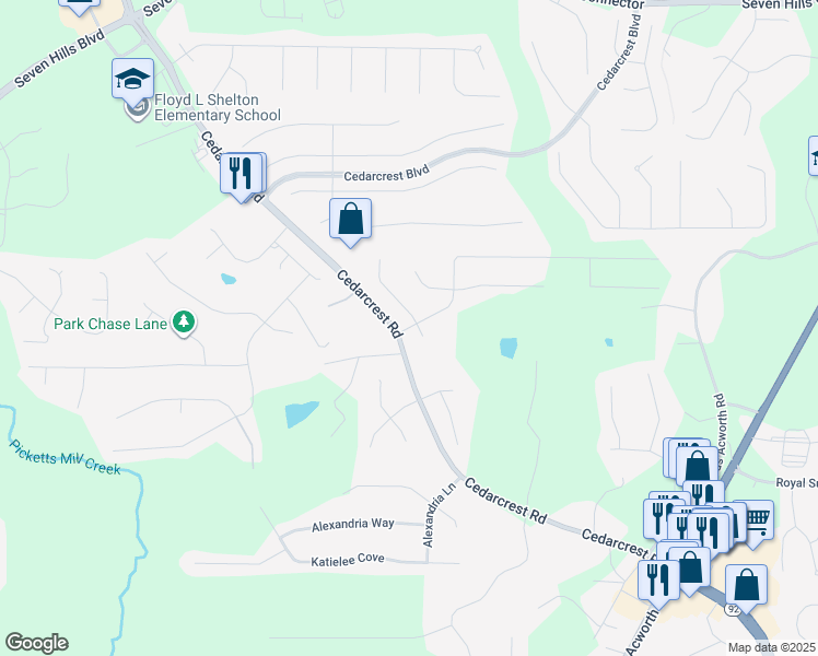 map of restaurants, bars, coffee shops, grocery stores, and more near 874 Cedarcrest Road in Dallas