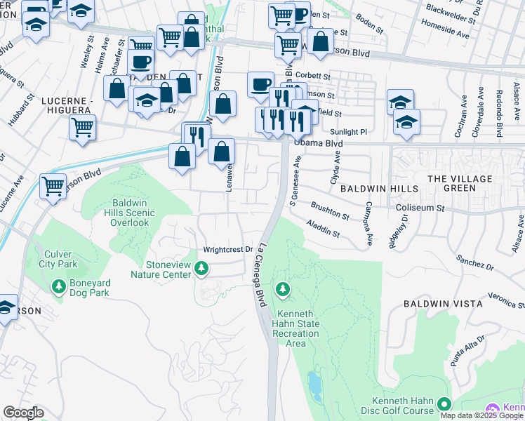 map of restaurants, bars, coffee shops, grocery stores, and more near 3801 South La Cienega Boulevard in Culver City