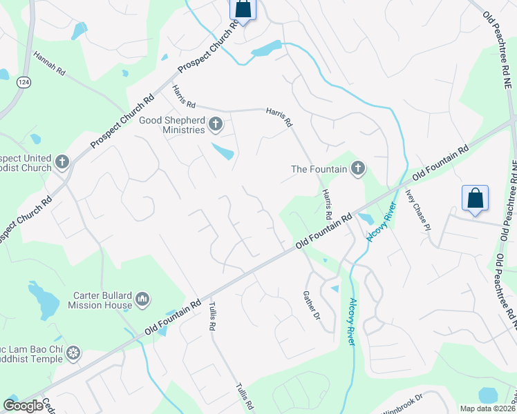 map of restaurants, bars, coffee shops, grocery stores, and more near 1315 Mulberry Mill Lane in Lawrenceville