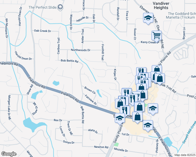 map of restaurants, bars, coffee shops, grocery stores, and more near 1819 Chasewood Park Drive in Marietta