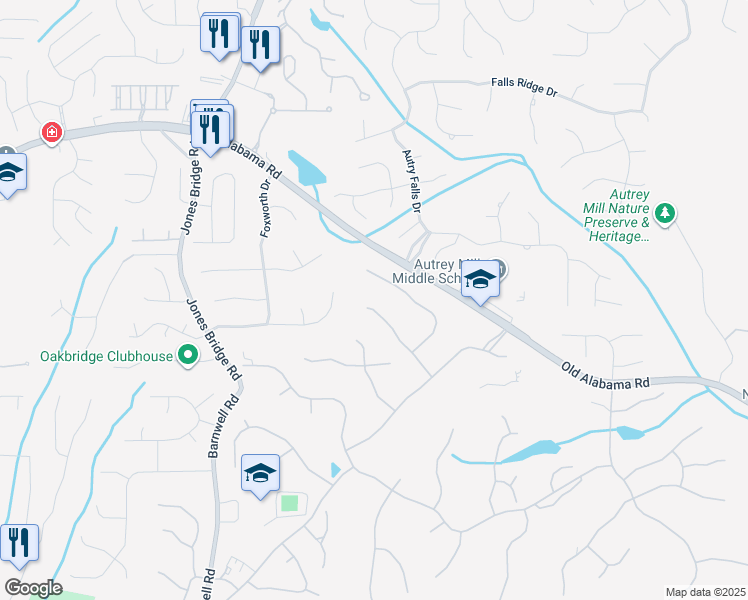 map of restaurants, bars, coffee shops, grocery stores, and more near 1014 Tullamore Place in Alpharetta