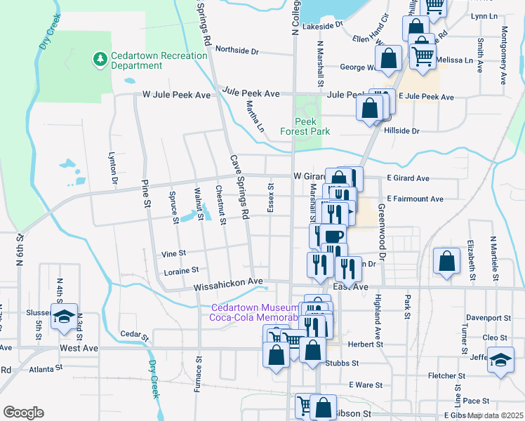 map of restaurants, bars, coffee shops, grocery stores, and more near 306 Victoria Avenue in Cedartown
