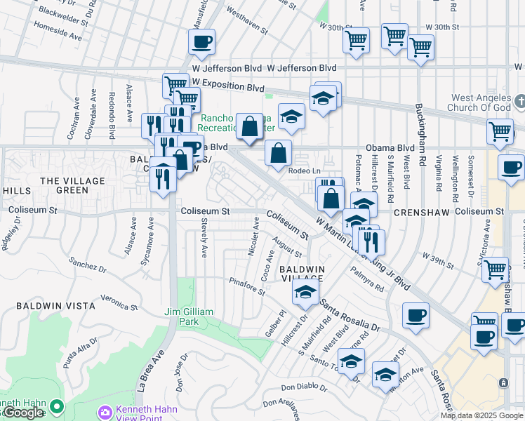 map of restaurants, bars, coffee shops, grocery stores, and more near in Los Angeles