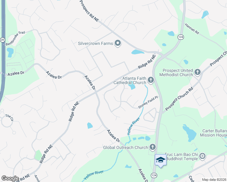 map of restaurants, bars, coffee shops, grocery stores, and more near 1832 Hillside Bend Crossing in Lawrenceville