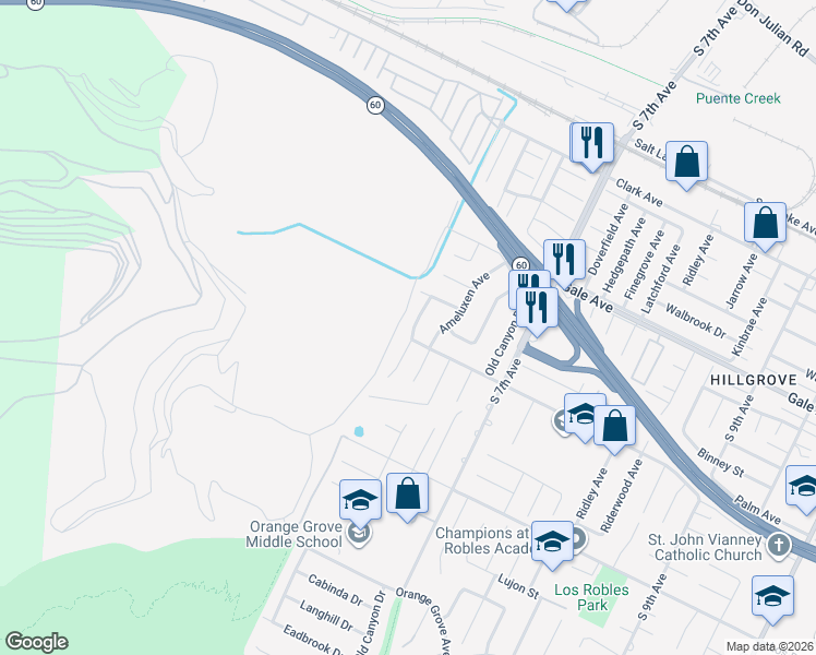 map of restaurants, bars, coffee shops, grocery stores, and more near 1245 Beech Hill Avenue in Hacienda Heights