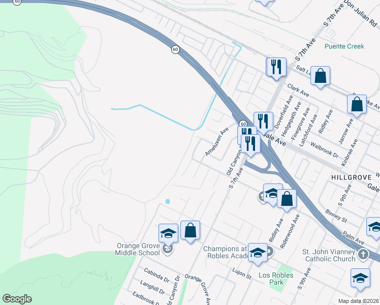 map of restaurants, bars, coffee shops, grocery stores, and more near 1245 Beech Hill Avenue in Hacienda Heights