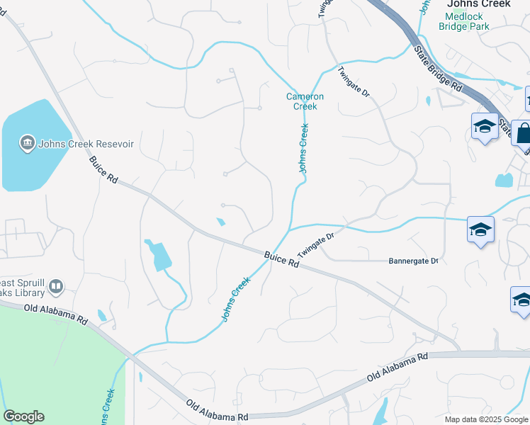 map of restaurants, bars, coffee shops, grocery stores, and more near 9710 Farmbrook Lane in Alpharetta