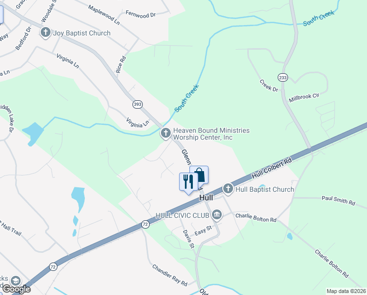 map of restaurants, bars, coffee shops, grocery stores, and more near 35 Hidden Falls Drive in Hull