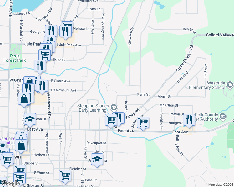map of restaurants, bars, coffee shops, grocery stores, and more near 271 Houseal Street in Cedartown