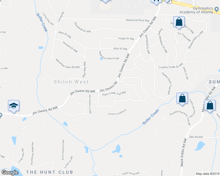map of restaurants, bars, coffee shops, grocery stores, and more near 3061 Jim Owens Rd in Kennesaw