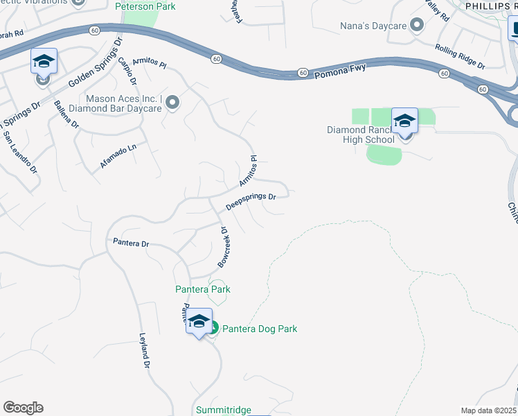 map of restaurants, bars, coffee shops, grocery stores, and more near 615 Foxhaven Place in Diamond Bar