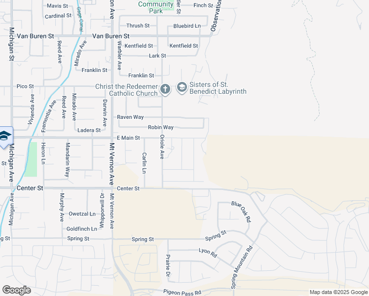 map of restaurants, bars, coffee shops, grocery stores, and more near 7036 Orange Tree Lane in Riverside