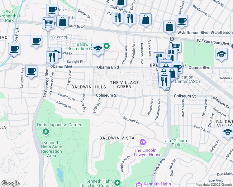 map of restaurants, bars, coffee shops, grocery stores, and more near in Los Angeles