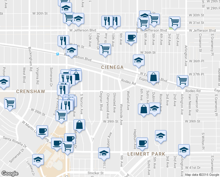 map of restaurants, bars, coffee shops, grocery stores, and more near 3750 Cherrywood Avenue in Los Angeles