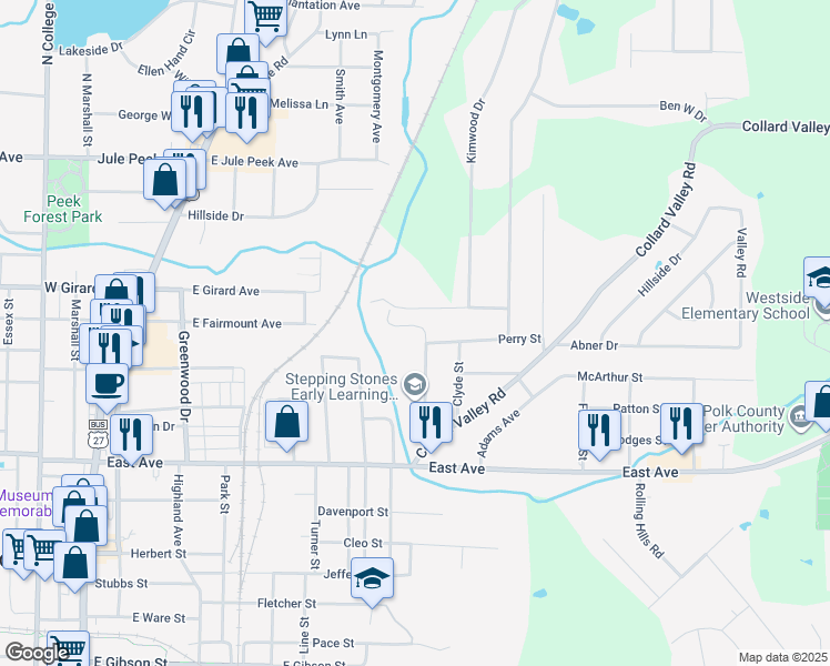 map of restaurants, bars, coffee shops, grocery stores, and more near 271 Houseal Street in Cedartown