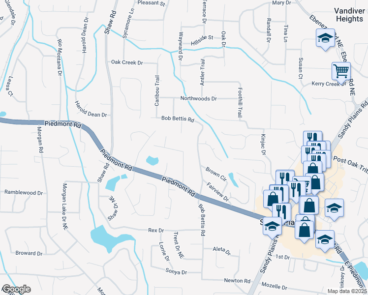 map of restaurants, bars, coffee shops, grocery stores, and more near 1561 Sprayberry Drive in Marietta
