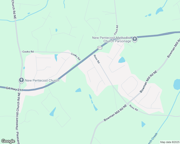 map of restaurants, bars, coffee shops, grocery stores, and more near 1306 Princess Drive in Winder