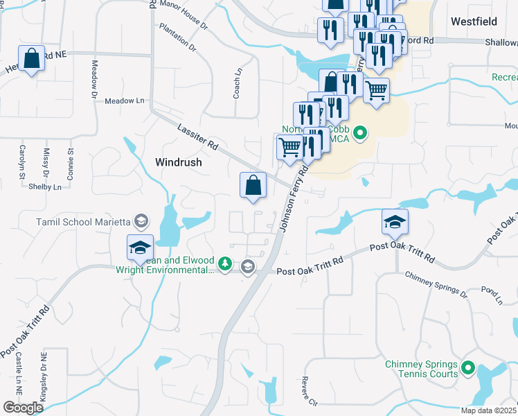 map of restaurants, bars, coffee shops, grocery stores, and more near 86 Alicia Court in Marietta