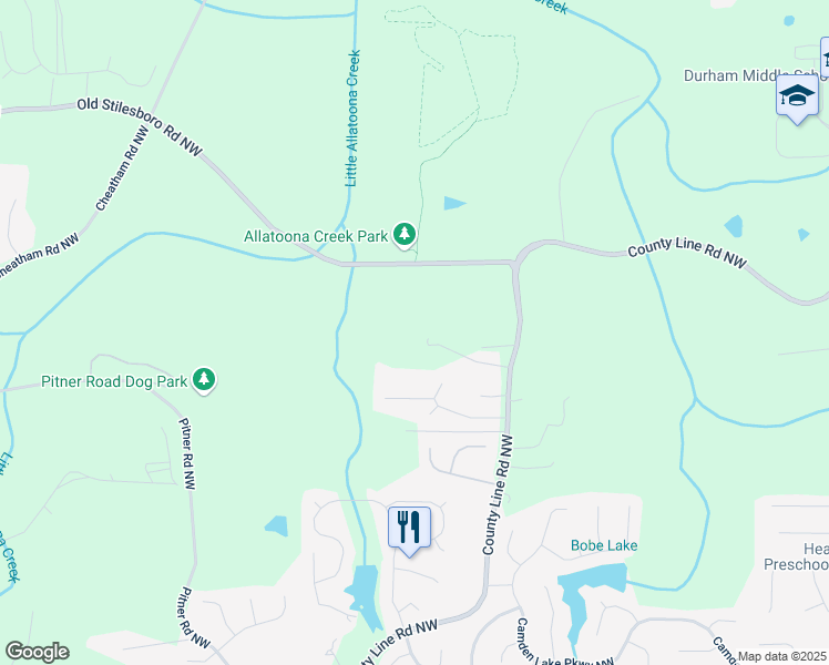 map of restaurants, bars, coffee shops, grocery stores, and more near 2601 County Line Road Northwest in Acworth