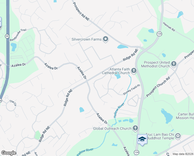 map of restaurants, bars, coffee shops, grocery stores, and more near 1832 Hillside Bend Crossing in Lawrenceville