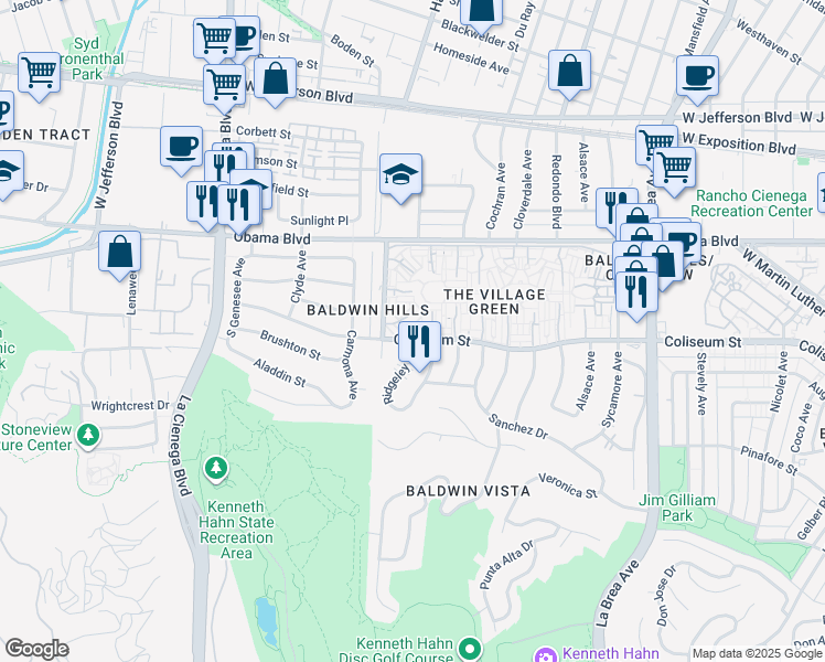map of restaurants, bars, coffee shops, grocery stores, and more near in Los Angeles