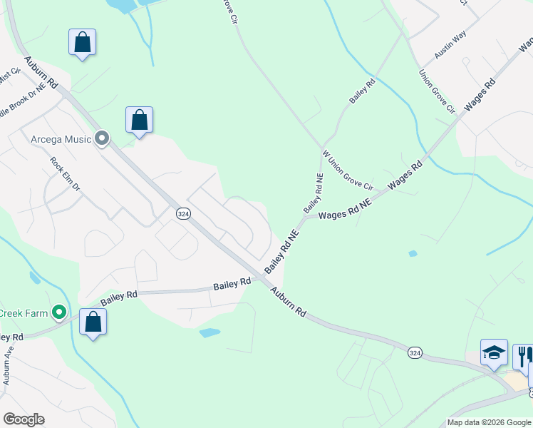 map of restaurants, bars, coffee shops, grocery stores, and more near in Auburn