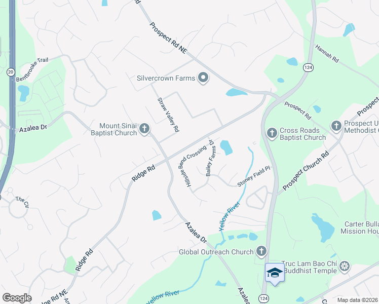 map of restaurants, bars, coffee shops, grocery stores, and more near 1842 Hillside Bend Crossing in Lawrenceville