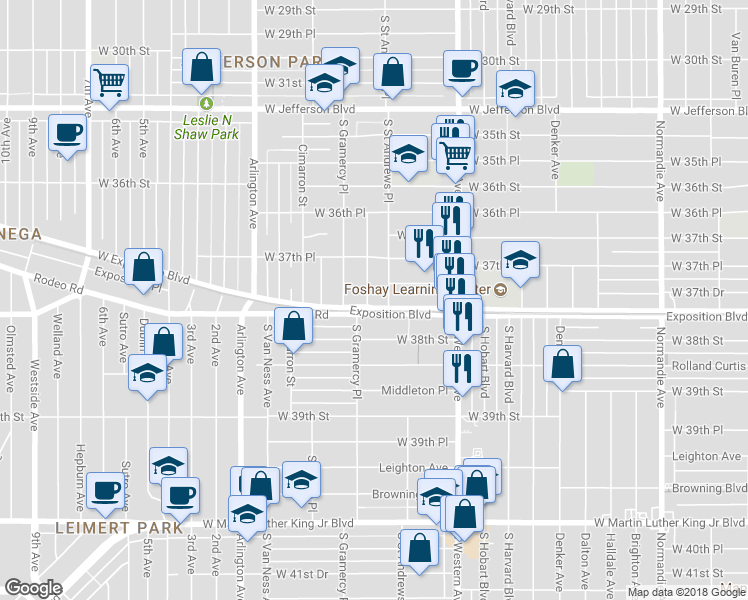 map of restaurants, bars, coffee shops, grocery stores, and more near 3772 Ruthelen Street in Los Angeles