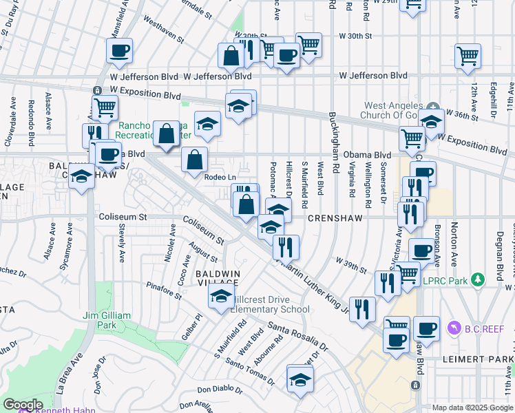 map of restaurants, bars, coffee shops, grocery stores, and more near 3755 Chesapeake Avenue in Los Angeles