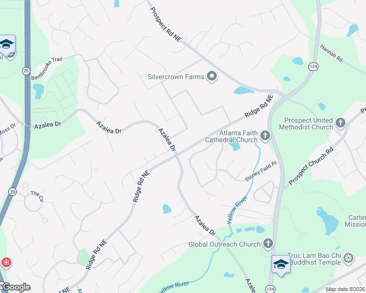 map of restaurants, bars, coffee shops, grocery stores, and more near 1663 Azalea Drive in Lawrenceville