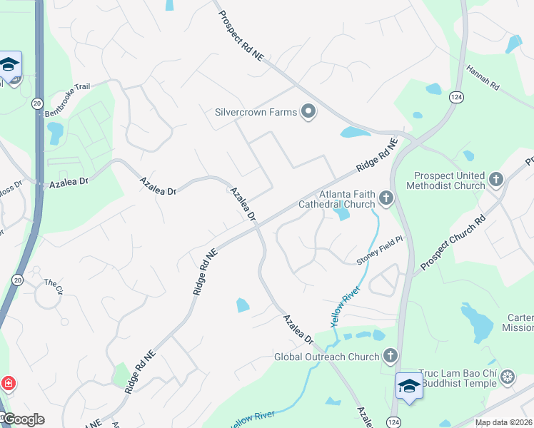 map of restaurants, bars, coffee shops, grocery stores, and more near 1663 Azalea Drive in Lawrenceville
