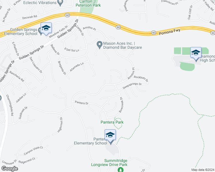 map of restaurants, bars, coffee shops, grocery stores, and more near 606 Armitos Place in Diamond Bar