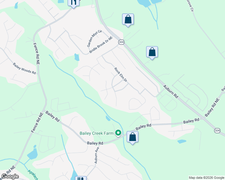 map of restaurants, bars, coffee shops, grocery stores, and more near 3498 Sandy Bank Drive in Auburn