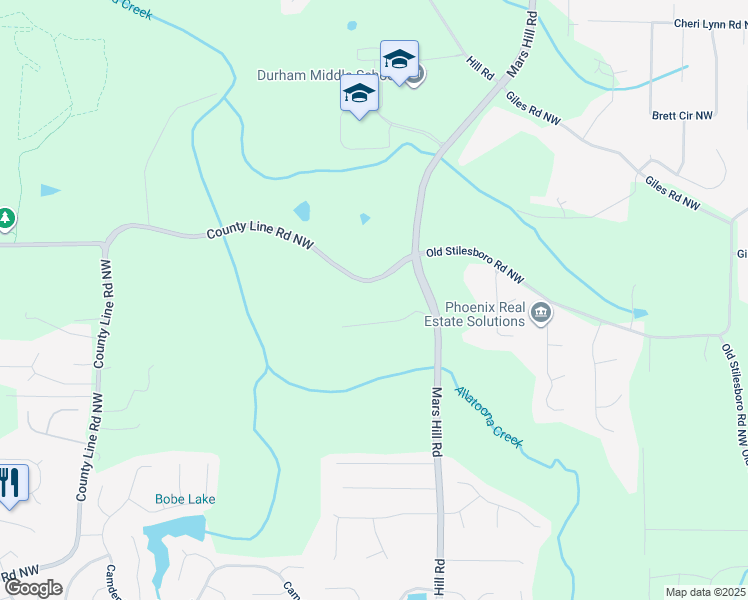 map of restaurants, bars, coffee shops, grocery stores, and more near 2796 County Line Road Northwest in Acworth
