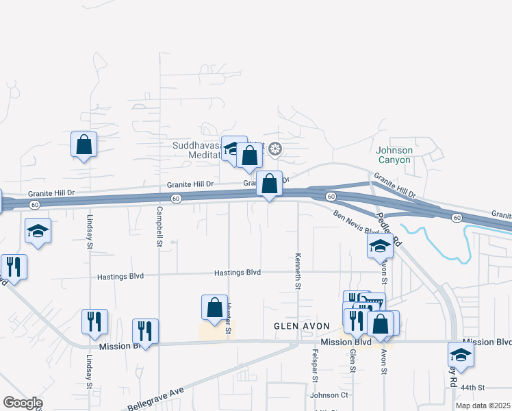 map of restaurants, bars, coffee shops, grocery stores, and more near 9336 Ben Nevis Boulevard in Riverside