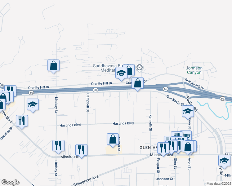 map of restaurants, bars, coffee shops, grocery stores, and more near 9420 Ben Nevis Boulevard in Riverside