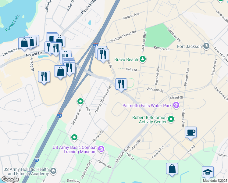 map of restaurants, bars, coffee shops, grocery stores, and more near 4392 Magruder Avenue in Columbia