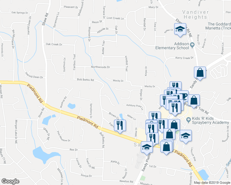 map of restaurants, bars, coffee shops, grocery stores, and more near 1776 Chasewood Park Lane in Marietta