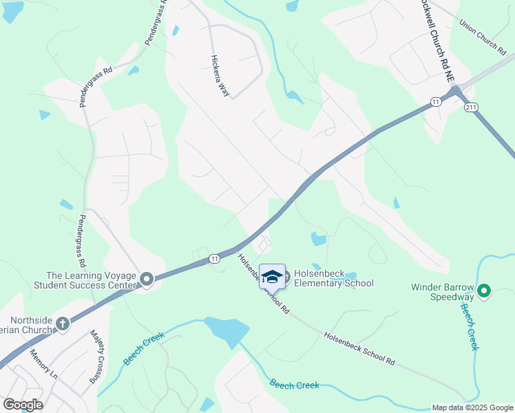 map of restaurants, bars, coffee shops, grocery stores, and more near 668 Allen Circle in Winder