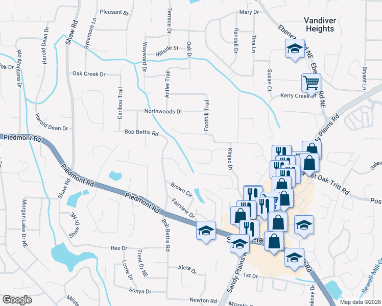 map of restaurants, bars, coffee shops, grocery stores, and more near 1778 Chasewood Park Lane in Marietta