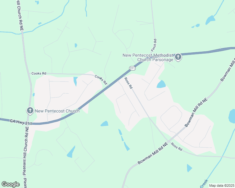 map of restaurants, bars, coffee shops, grocery stores, and more near 1306 Princess Drive in Winder