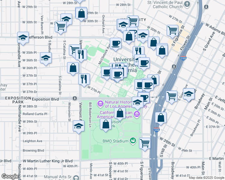 map of restaurants, bars, coffee shops, grocery stores, and more near 825 Bloom Walk in Los Angeles