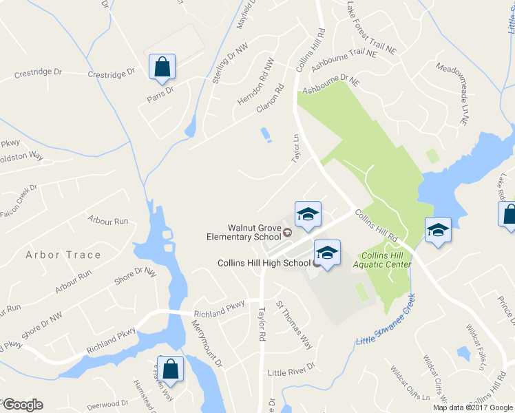map of restaurants, bars, coffee shops, grocery stores, and more near 235 Prestwyck Oak Place in Lawrenceville