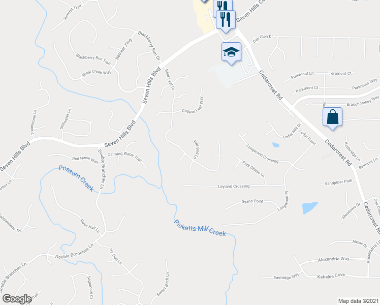 map of restaurants, bars, coffee shops, grocery stores, and more near 507 Bent Leaf Drive in Dallas