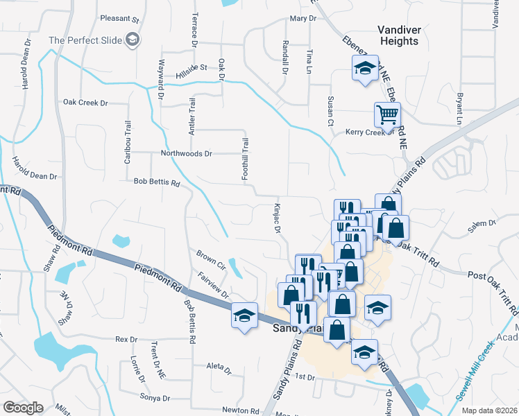 map of restaurants, bars, coffee shops, grocery stores, and more near 1842 Chasewood Park Drive in Marietta